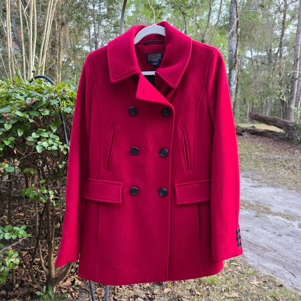 Pendleton Peacoat Womens Size 8 Red Double-Breasted Wool Blend LKNC